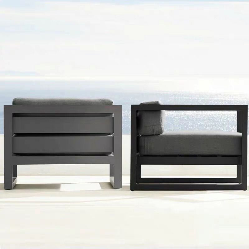 Black Metal Patio Sofa Industrial Style Minimalist Villa Outdoor Patio Sofa