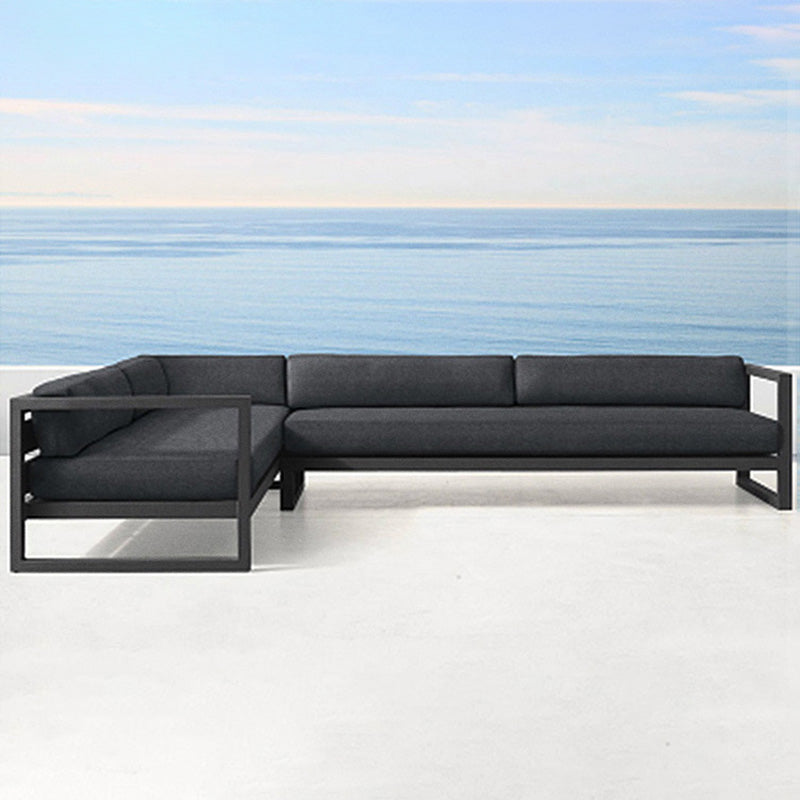 Black Metal Patio Sofa Industrial Style Minimalist Villa Outdoor Patio Sofa