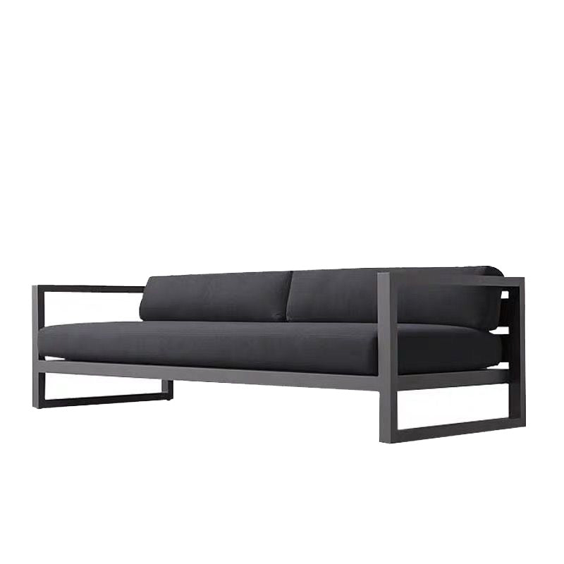 Black Metal Patio Sofa Industrial Style Minimalist Villa Outdoor Patio Sofa