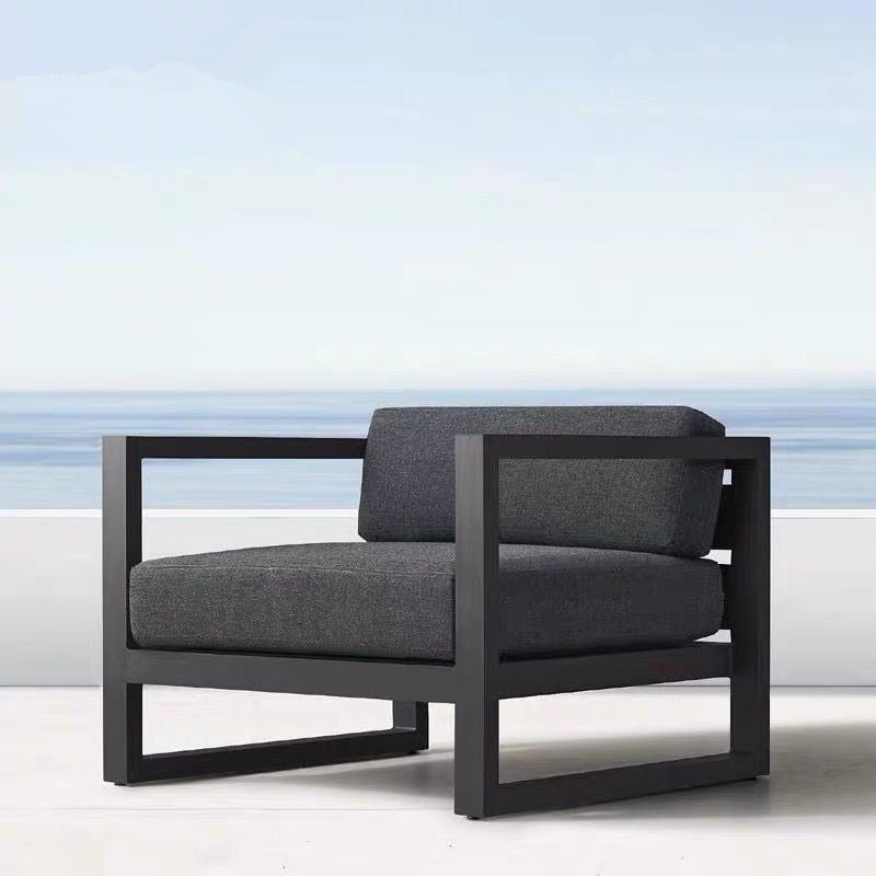 Black Metal Patio Sofa Industrial Style Minimalist Villa Outdoor Patio Sofa