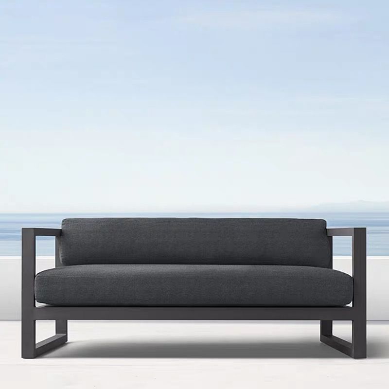 Black Metal Patio Sofa Industrial Style Minimalist Villa Outdoor Patio Sofa