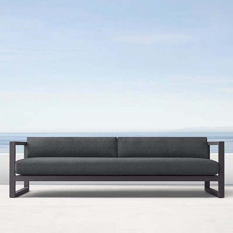 Black Metal Patio Sofa Industrial Style Minimalist Villa Outdoor Patio Sofa