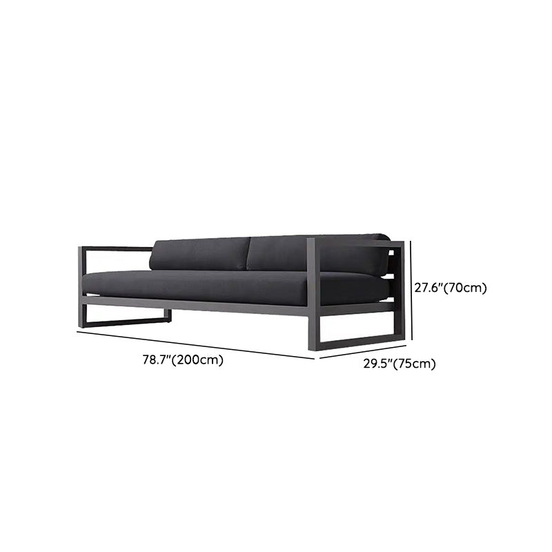 Black Metal Patio Sofa Industrial Style Minimalist Villa Outdoor Patio Sofa