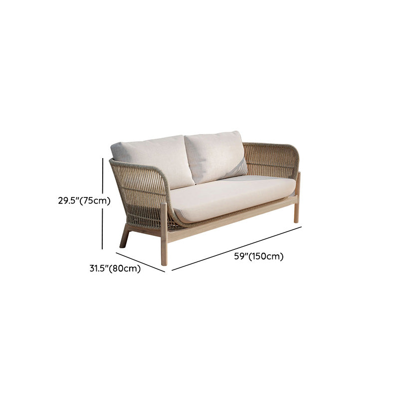 Off-white Simple Patio Sofa Farmhouse Style Villa Outdoor Patio Sofa