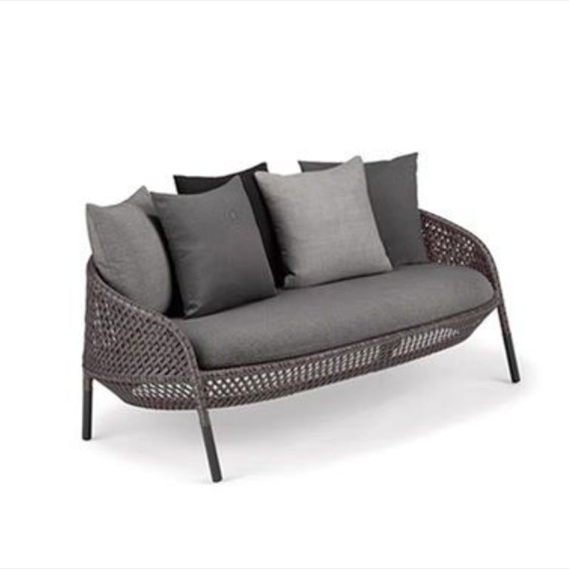 Metal and Rattan Patio Sofa Contemporary Villa Outdoor Patio Sofa