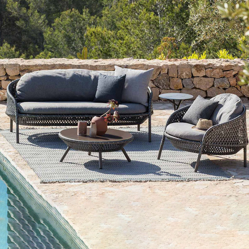 Metal and Rattan Patio Sofa Contemporary Villa Outdoor Patio Sofa