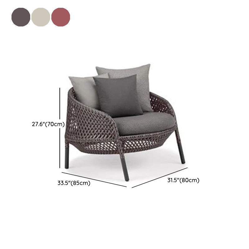 Metal and Rattan Patio Sofa Contemporary Villa Outdoor Patio Sofa