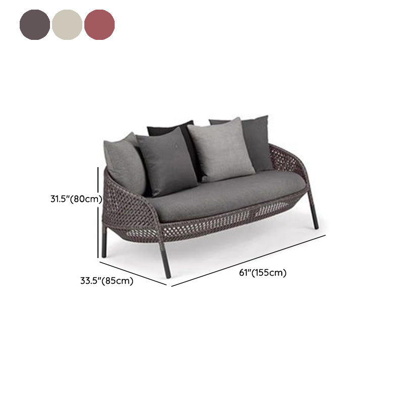 Metal and Rattan Patio Sofa Contemporary Villa Outdoor Patio Sofa