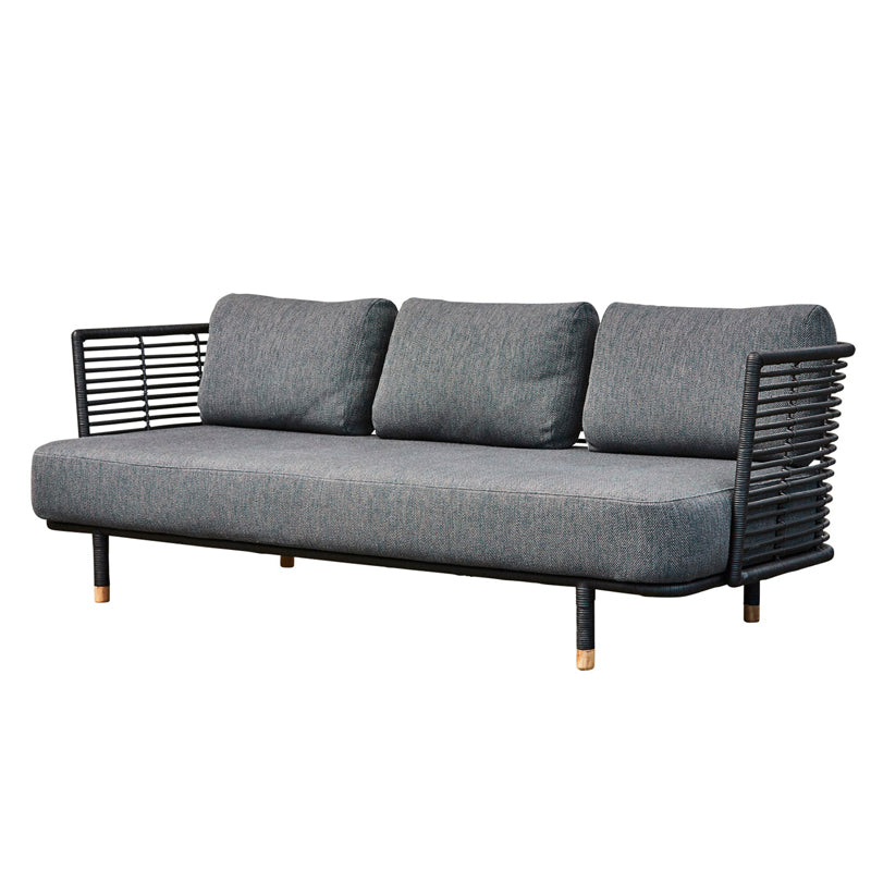 Metal Rattan Patio Sofa Tropical Style Outdoor Simple Sofa Outdoor Patio Sofa