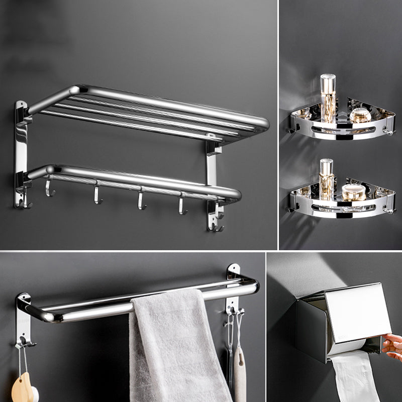 Modern Stainless Steel Towel Bar Bath Shelf Bathroom Accessory Set