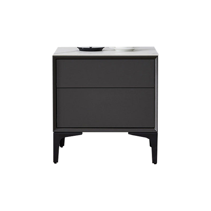 2 Drawers Contemporary Accent Table Nightstand Antique Finish Nightstand