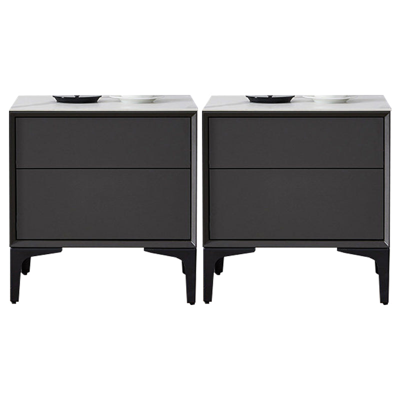 2 Drawers Contemporary Accent Table Nightstand Antique Finish Nightstand