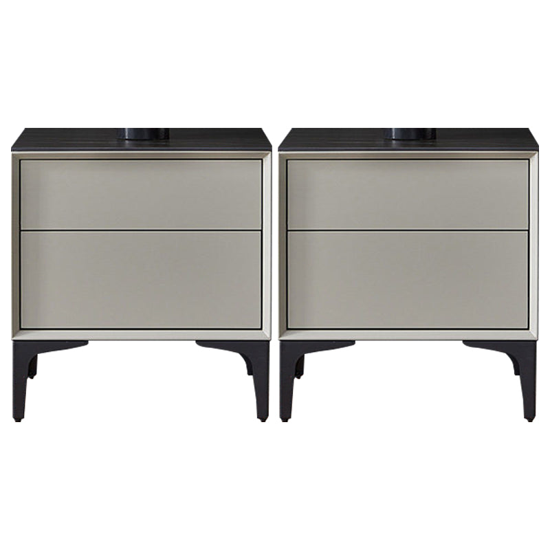 2 Drawers Contemporary Accent Table Nightstand Antique Finish Nightstand