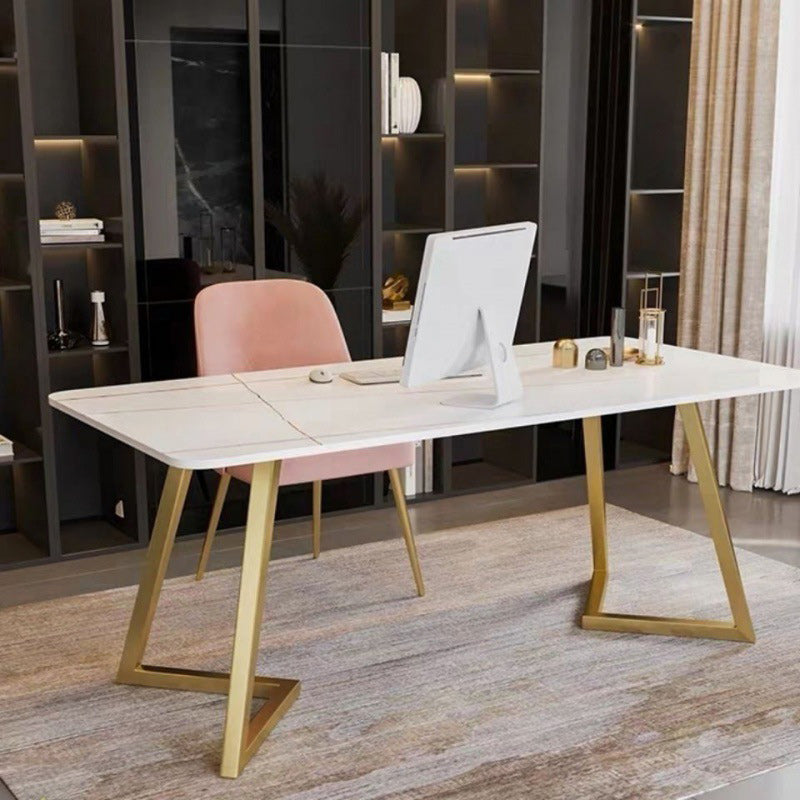 Modern Stone Office Desk Metal White Writing Desk for Office