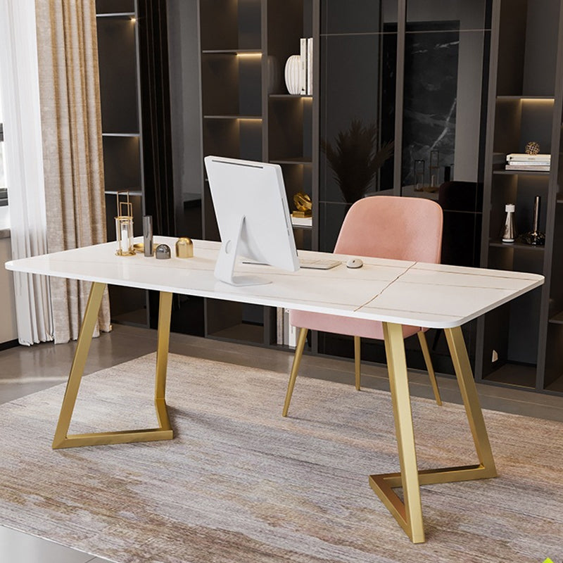 Modern Stone Office Desk Metal White Writing Desk for Office