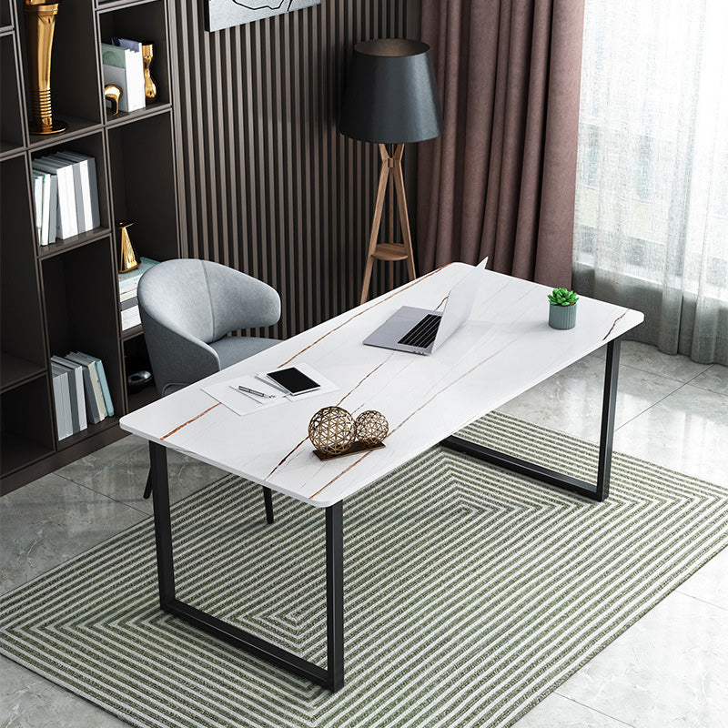 Contemporary Office Desk Curved Computer Desk with Metal Legs