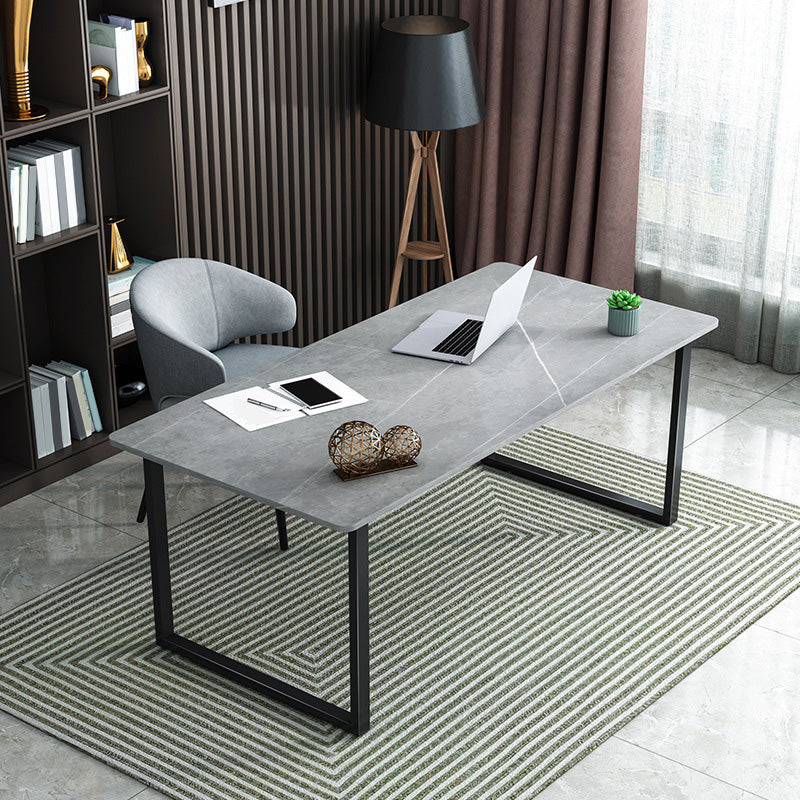 Contemporary Office Desk Curved Computer Desk with Metal Legs