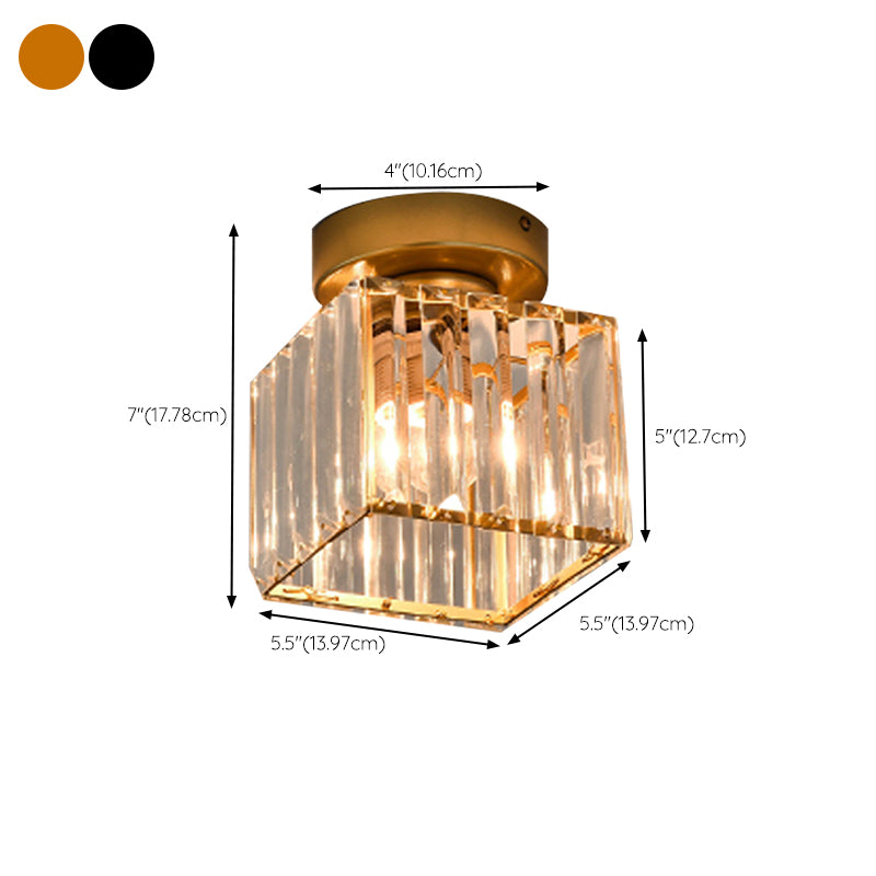 Iron and Crystal Flush Mount Contemporary Ceiling Flush in Gold / Black