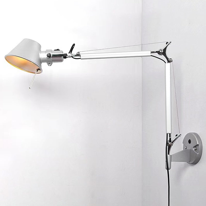 Modern Wall Sconce Cone Shape Vanity Lamp with Swinging Arm for Bathroom