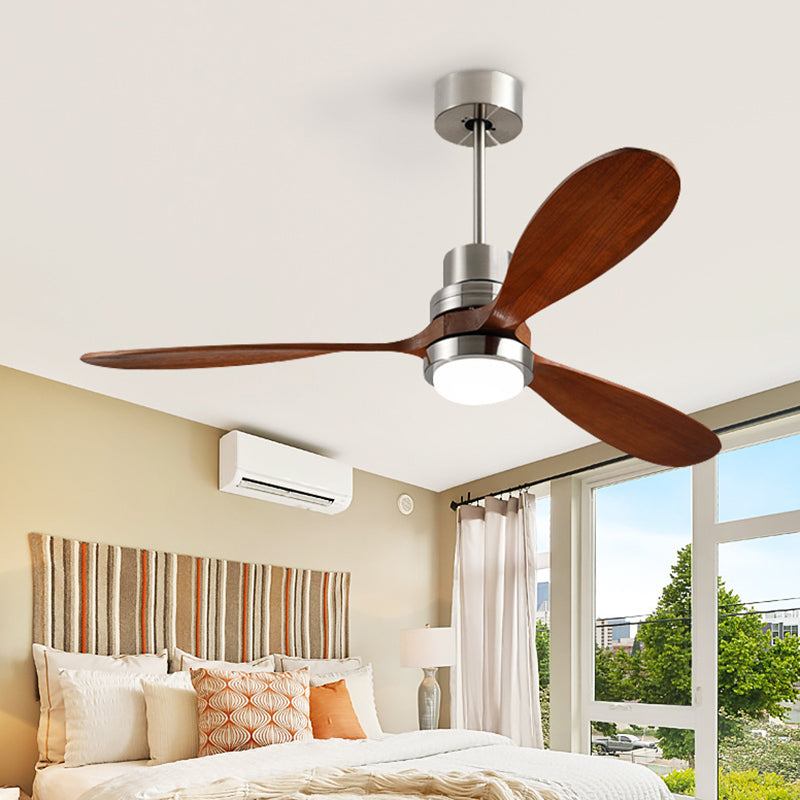 Modern Metal Ceiling Fan Light Fixture Wooden LED Ceiling Lamp for Bedroom