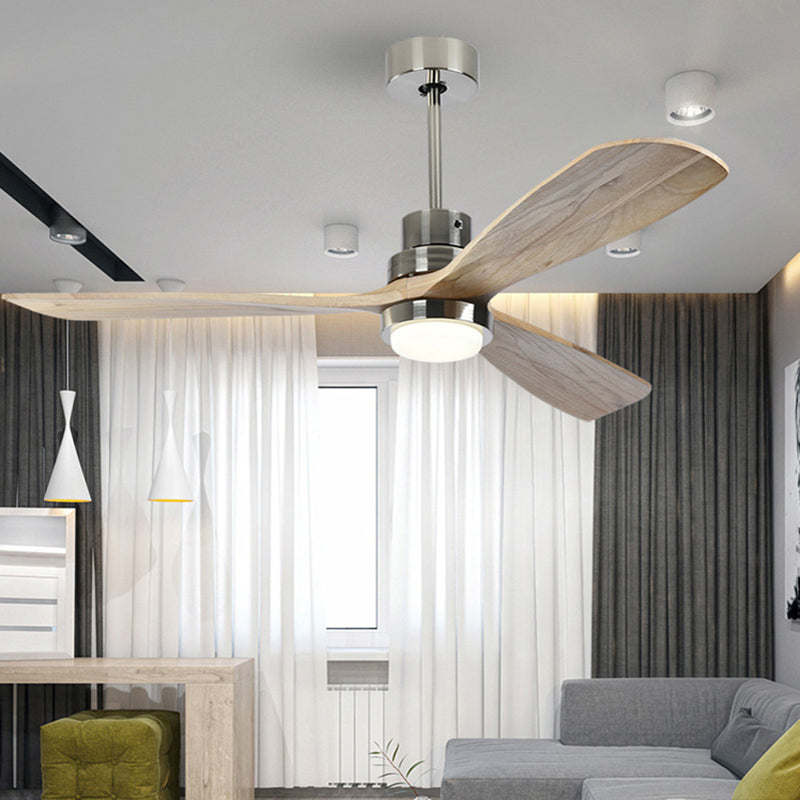 Modern Metal Ceiling Fan Light Fixture Wooden LED Ceiling Lamp for Bedroom