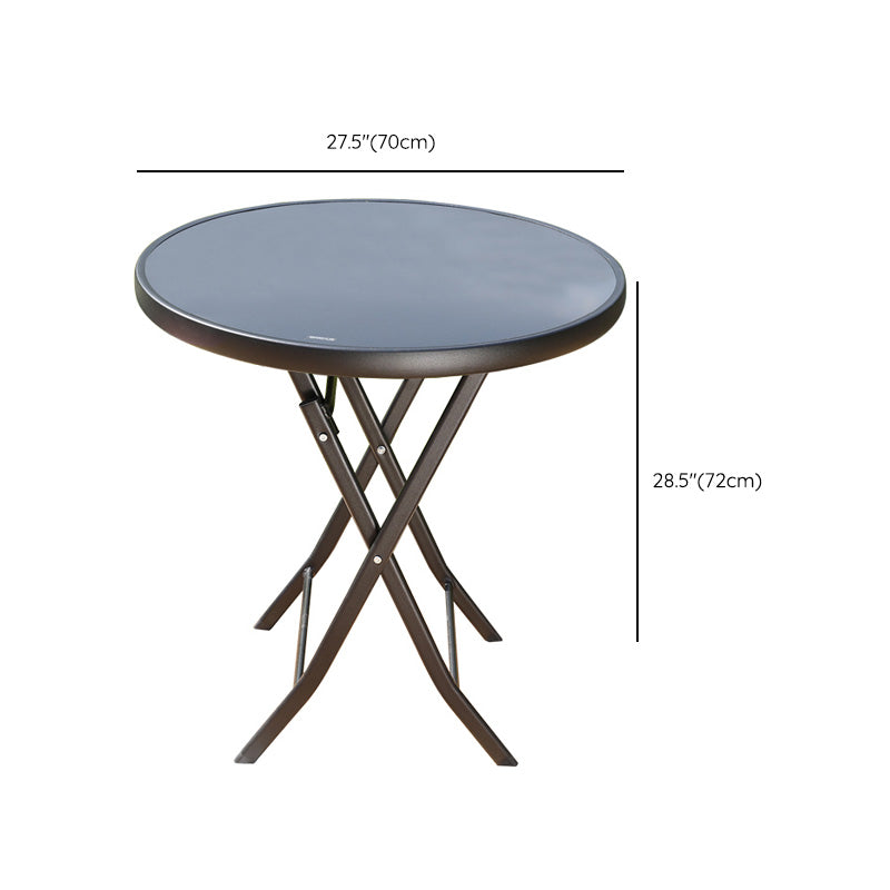 Glass Dining Table Rust - Resistant Metal Contemporary Style Foldable Dining Table