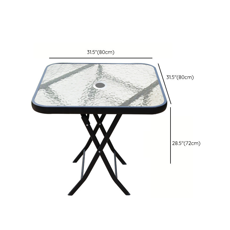 Glass Dining Table Rust - Resistant Metal Contemporary Style Foldable Dining Table