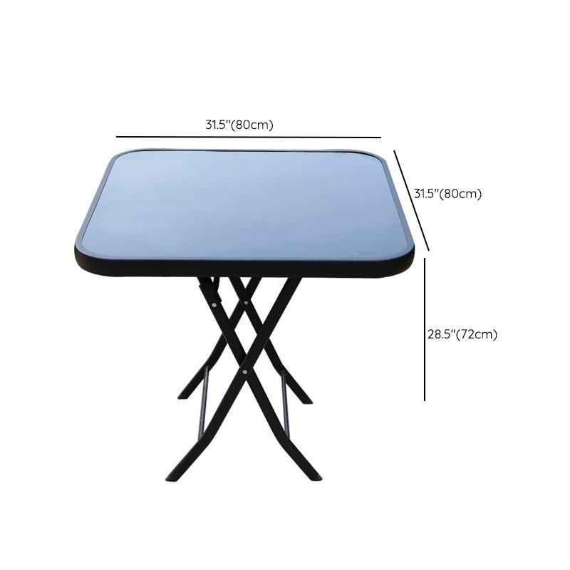 Glass Dining Table Rust - Resistant Metal Contemporary Style Foldable Dining Table