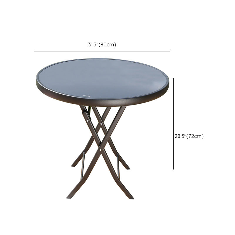 Glass Dining Table Rust - Resistant Metal Contemporary Style Foldable Dining Table