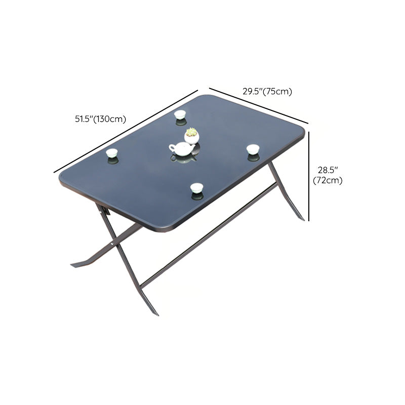 Glass Dining Table Rust - Resistant Metal Contemporary Style Foldable Dining Table