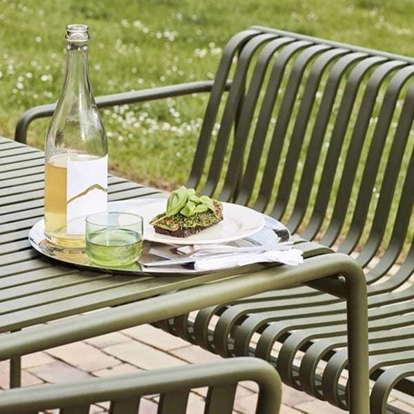 Contemporary Green Metal Dining Table Rust Resistant Dining Table