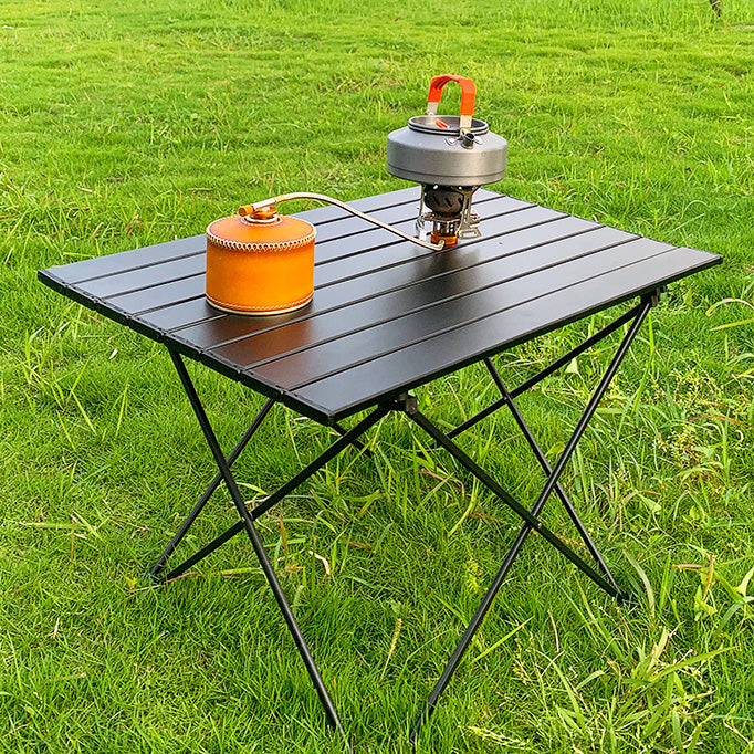 Black Aluminum Picnic Table Modern Outdoor Rectangle Shape Foldable Picnic Table