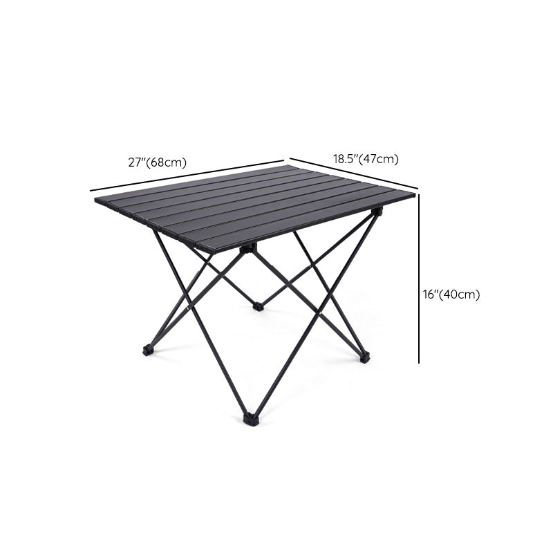 Black Aluminum Picnic Table Modern Outdoor Rectangle Shape Foldable Picnic Table