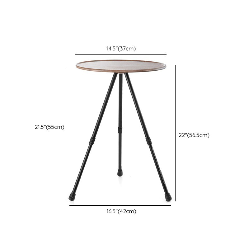 Industrial Metal Folding Side Table Round Lift Wood-Like Dining Table
