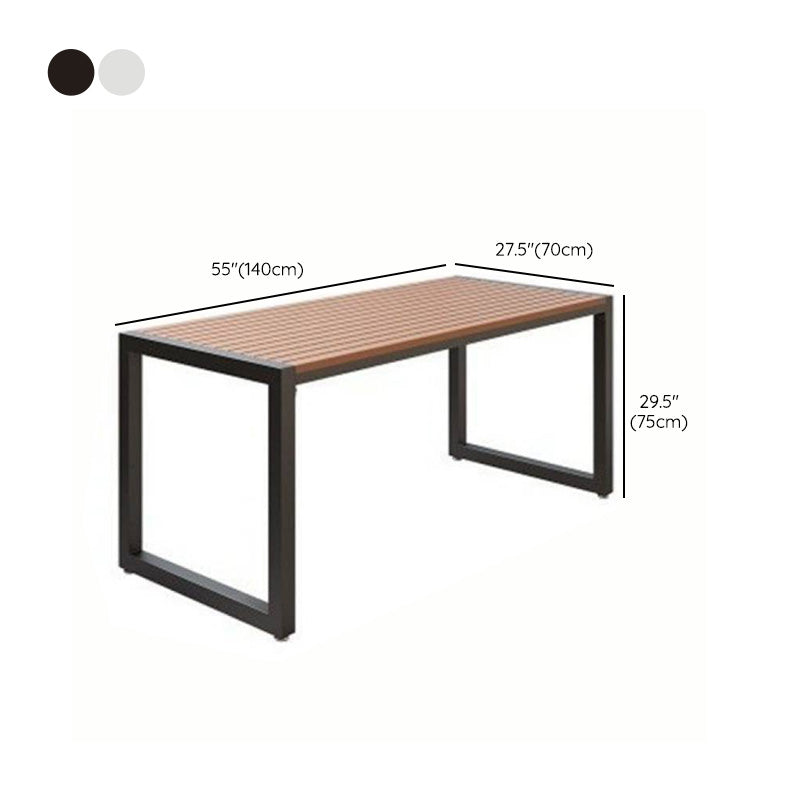 Contemporary Brown Dining Table Rectangle UV Resistant Dining Table