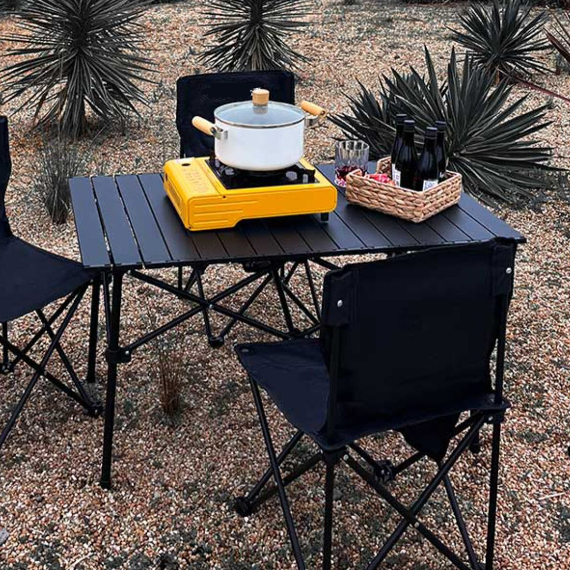 Contemporary Rectangle Picnic Table Metal Folding Chat Table