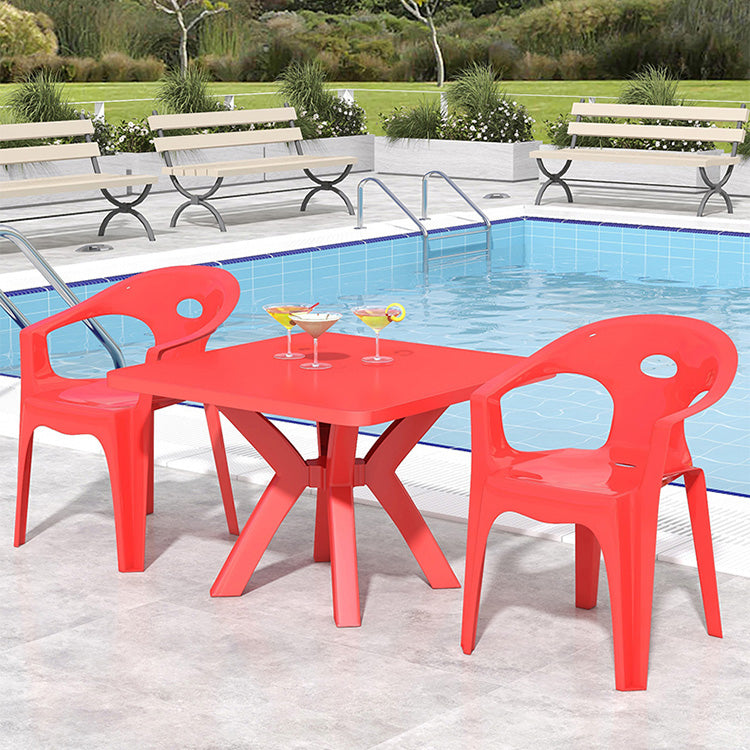 Minimalistic Square Dining Table Plastic Outdoor Dining Table