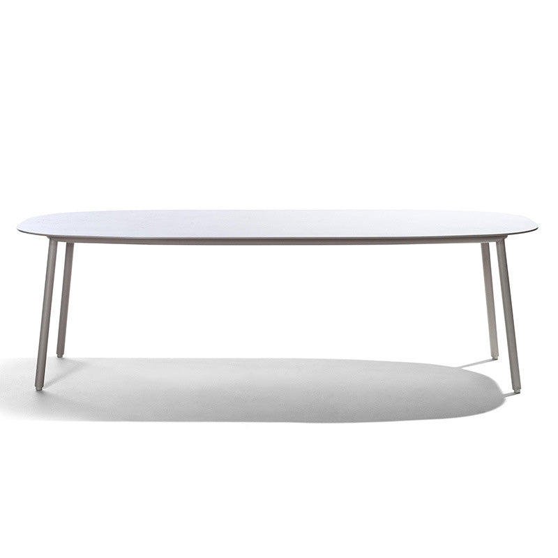 Contemporary Metal Dining Table Rectangle UV Resistant Dining Table