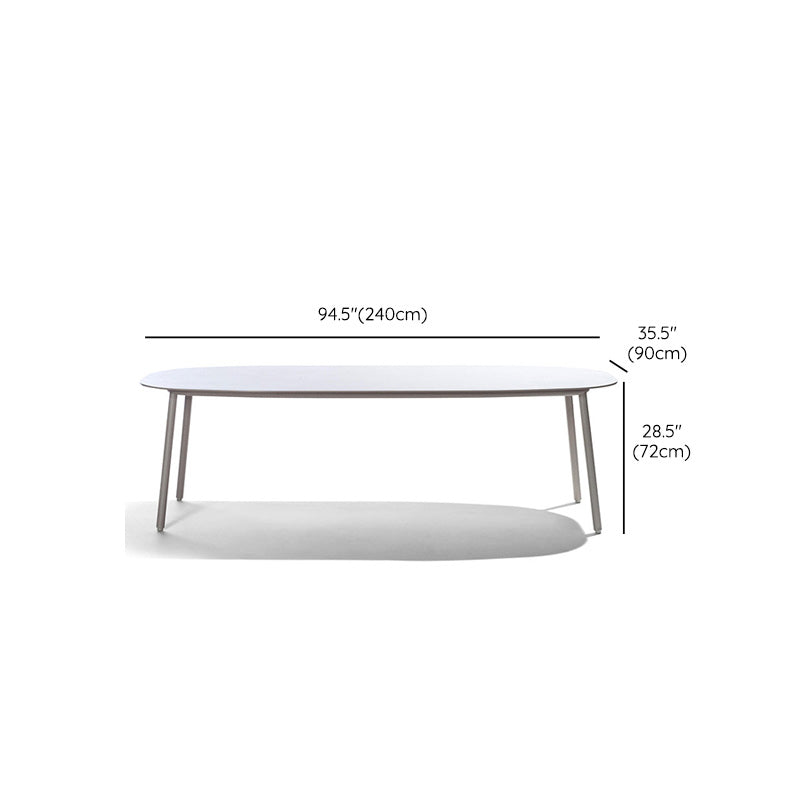 Contemporary Metal Dining Table Rectangle UV Resistant Dining Table