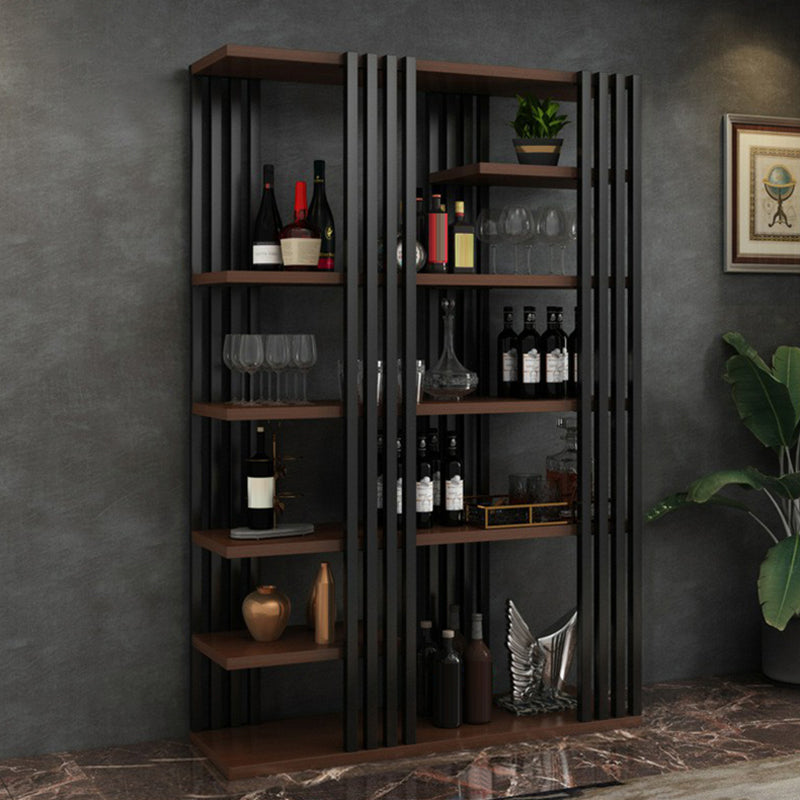 Metal Floor Bottle Wine Rack Contemporary Wine Holder with Storage Shelves