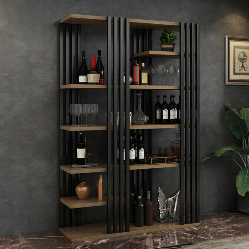 Metal Floor Bottle Wine Rack Contemporary Wine Holder with Storage Shelves