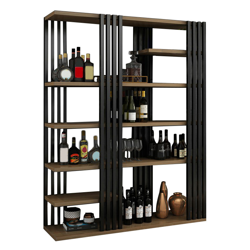 Metal Floor Bottle Wine Rack Contemporary Wine Holder with Storage Shelves