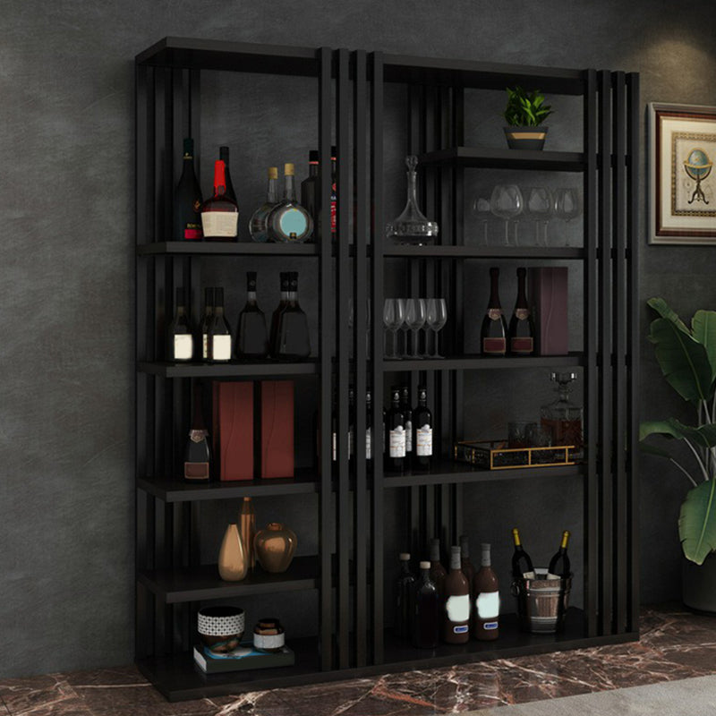 Metal Floor Bottle Wine Rack Contemporary Wine Holder with Storage Shelves