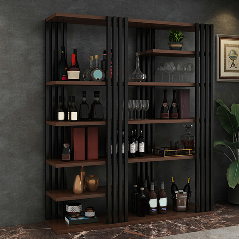 Metal Floor Bottle Wine Rack Contemporary Wine Holder with Storage Shelves