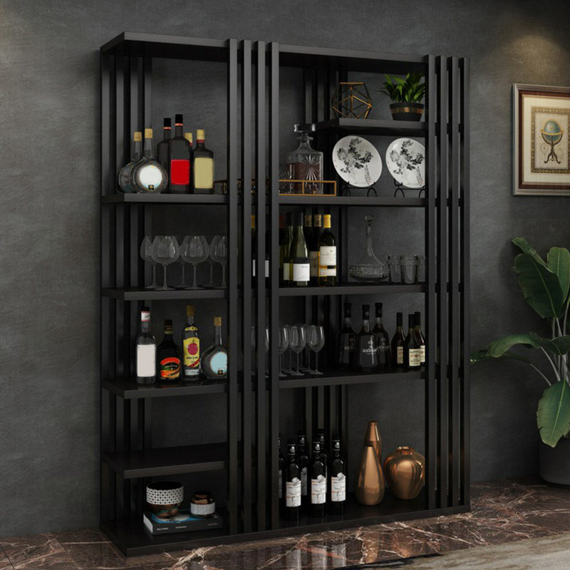 Metal Floor Bottle Wine Rack Contemporary Wine Holder with Storage Shelves