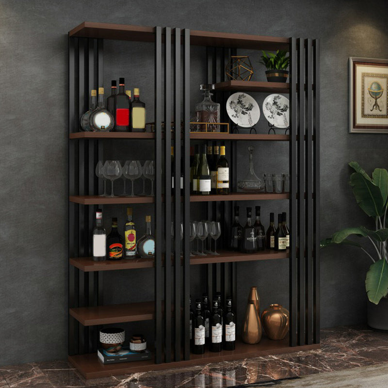 Metal Floor Bottle Wine Rack Contemporary Wine Holder with Storage Shelves