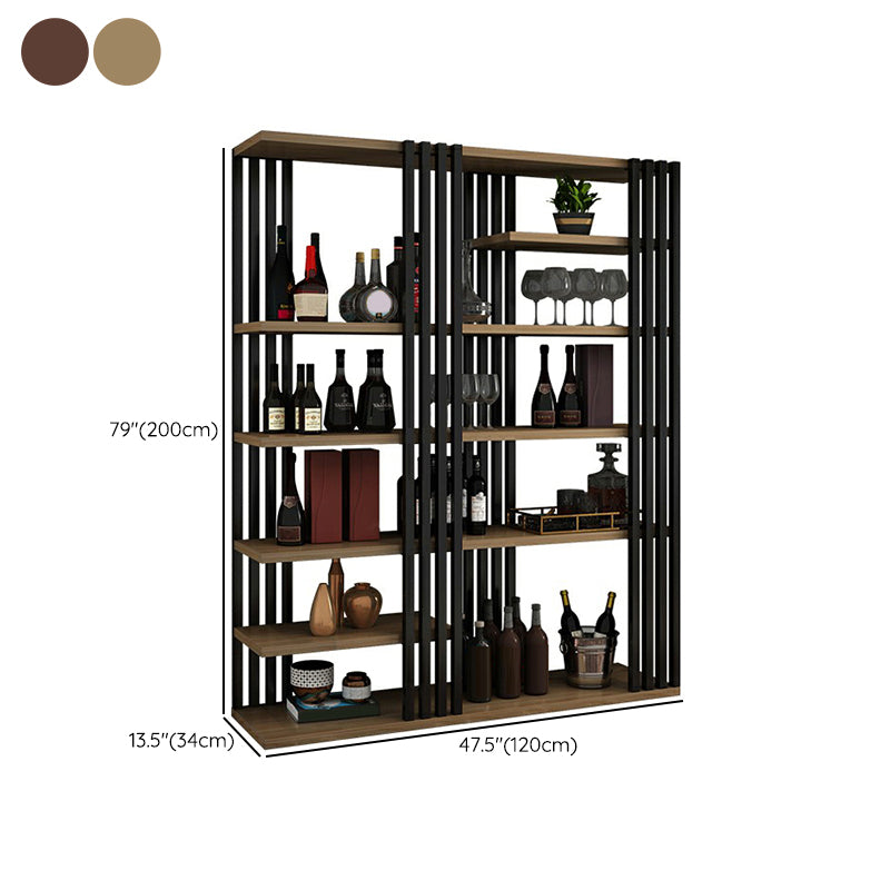 Metal Floor Bottle Wine Rack Contemporary Wine Holder with Storage Shelves