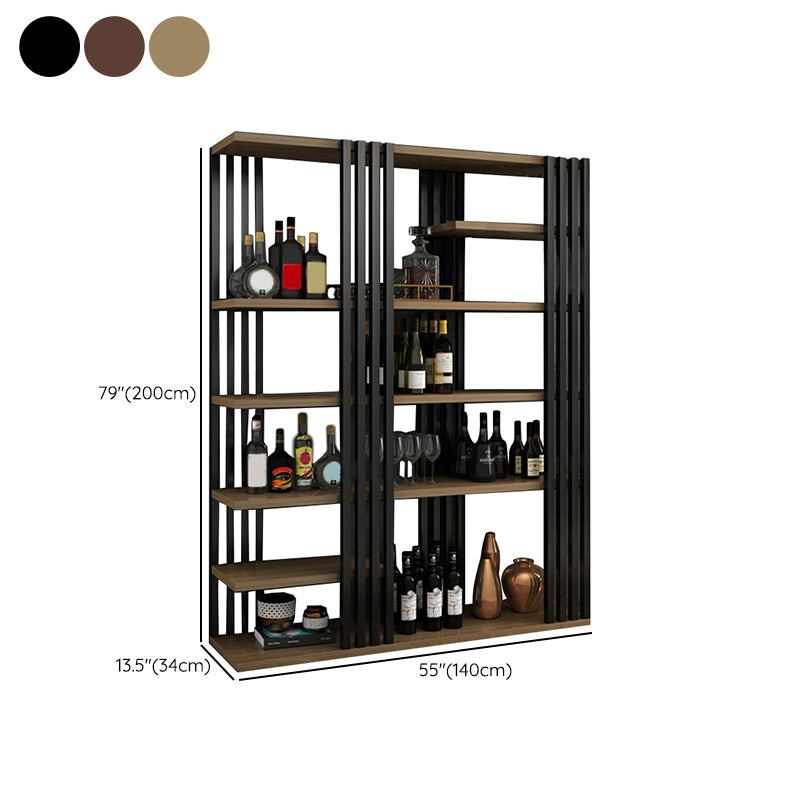 Metal Floor Bottle Wine Rack Contemporary Wine Holder with Storage Shelves