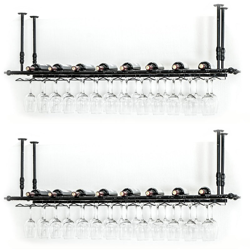 Metal Hanging Wine Holder Rack Modern Wine Rack Kit -59"L x 11.8"W x 3.1"H