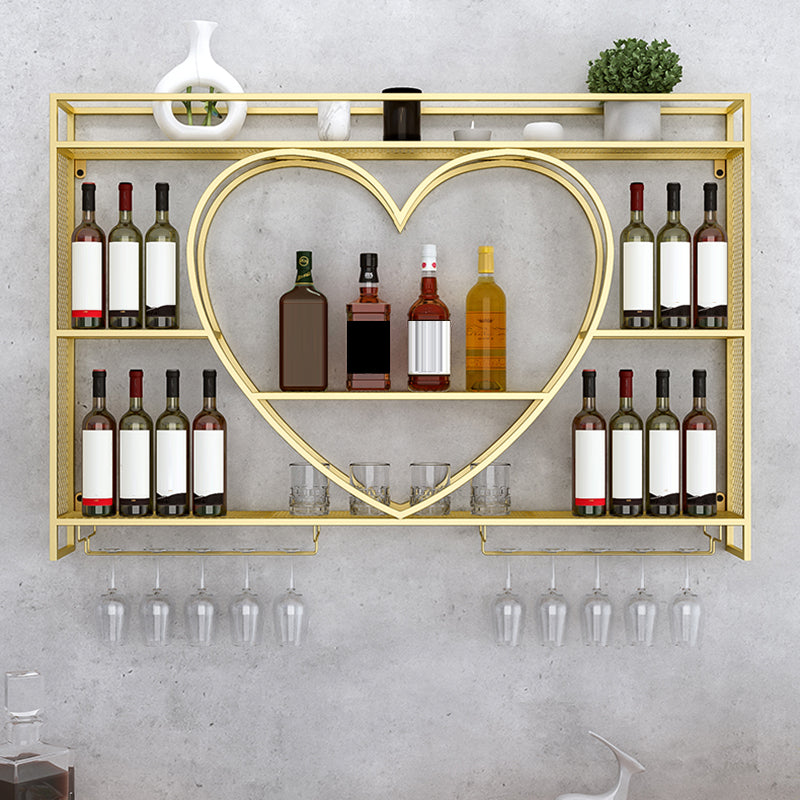 Modern Wall Mounted Wine Rack Metal Wine Bottle & Glass Rack without Light